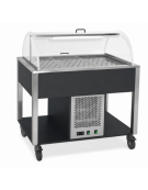 Carrello refrigerante con cupola e griglie asolate - colore Nero - 4 x GN 1/1 - cm 161x68x120h