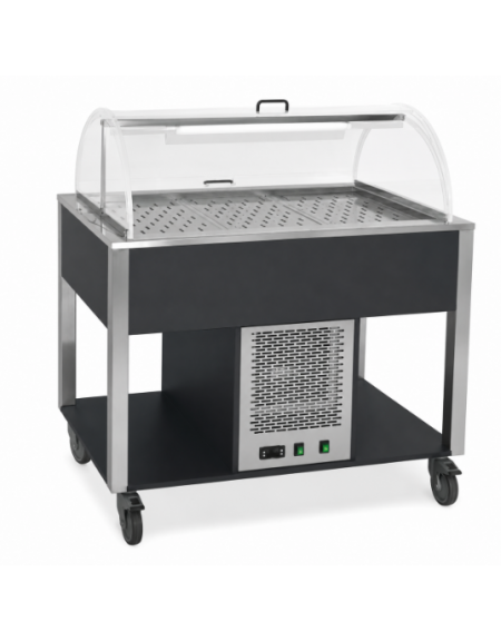 Carrello refrigerante con cupola e griglie asolate - colore Nero - 4 x GN 1/1 - cm 161x68x120h