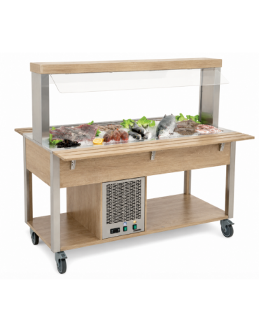 Buffet refrigerato con parafiato fisso - lampade al neon - rovere - wengè - RAL cm 161x68x144h
