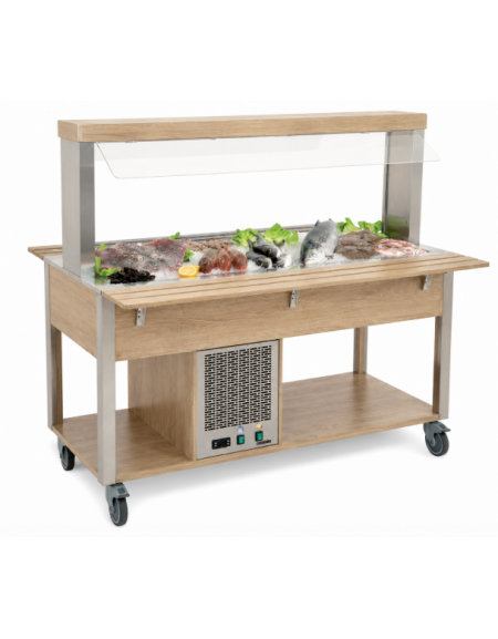 Buffet refrigerato con parafiato fisso - lampade al neon - rovere - wengè - RAL cm 161x68x144h