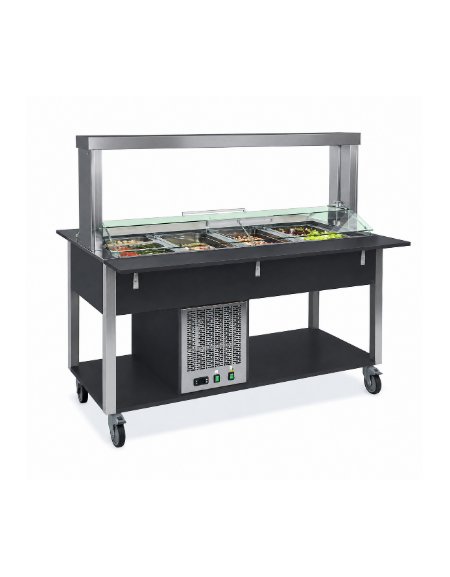 Carrello buffet refrigerato con parafiato mobile - 5x1/1 GN - colore Nero - cm 193x68x144h