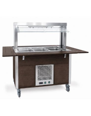 Carrello buffet armadiato refrigerato, con parafiato mobile - 5x1/1 GN - colore Wengè - cm 193x68x144h