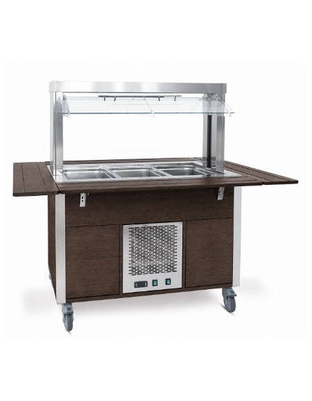 Carrello buffet armadiato refrigerato, con parafiato mobile - 5x1/1 GN - colore Wengè - cm 193x68x144h
