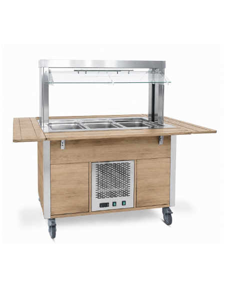 Carrello buffet armadiato refrigerato, con parafiato mobile - 5x1/1 GN - colore Rovere - cm 193x68x144h