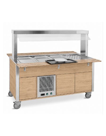 Carrello refrigerante armadiato, con parafiato fisso - colore Rovere o Wengè - 5xGN 1/1 - cm 193x68x144h