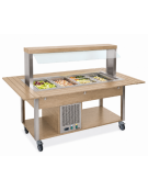 Buffet refrigerato 6x1/1 GN con parafiato fisso - colore Rovere - illuminazione a LED - cm 226x68x144h