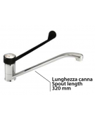 Rubinetto miscelatore con leva clinica in plastica nera - Lunghezza canna girevole 320 mm