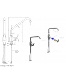 Rubinetto monoforo miscelatore con canna a "C" Ø mm 20, leva corta - mm 300x385h
