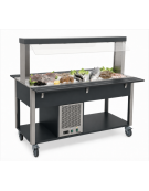 Carrello buffet refrigerante con parafiato fisso - colore Nero - 4 x GN 1/1 - cm 161x68x144h