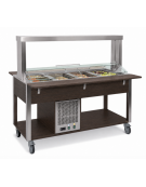 Buffet refrigerato 4xGN 1/1 colore Wengè, con parafiato mobile - illuminazione a LED - cm 161x68x144h
