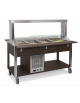 Buffet refrigerato 4xGN 1/1 colore Wengè, con parafiato mobile - illuminazione a LED - cm 161x68x144h
