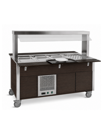 Carrello refrigerante armadiato, con parafiato fisso - colore Wengè - 4xGN 1/1 - cm 161x68x144h