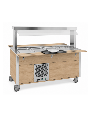 Carrello refrigerante armadiato, con parafiato fisso - colore Rovere - 4xGN 1/1 - cm 161x68x144h