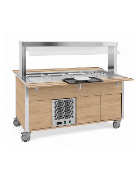 Carrello refrigerante armadiato, con parafiato fisso - colore Rovere - 4xGN 1/1 - cm 161x68x144h