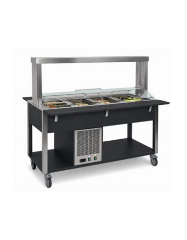 Carrello buffet refrigerato con parafiato mobile - 4x1/1 GN - colore Nero - cm 161x68x144h