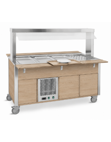 Carrello refrigerante armadiato, con parafiato fisso - colore Rovere o Wengè - 6xGN 1/1 - cm 226x68x144h