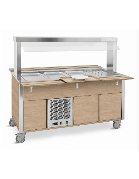 Carrello refrigerante armadiato, con parafiato fisso - colore Rovere o Wengè - 6xGN 1/1 - cm 226x68x144h