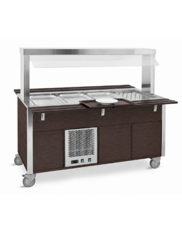 Carrello refrigerante armadiato, con parafiato fisso - colore Wengè - 6xGN 1/1 - cm 226x68x144h