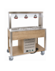 Carrello buffet termico 2xGN1/1 colore Rovere - parafiato fisso e lampade a infrarossi - cm 80x68x144h