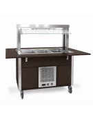 Carrello buffet armadiato refrigerato, con parafiato mobile - 4x1/1 GN - colore Wengè - cm 161x68x144h