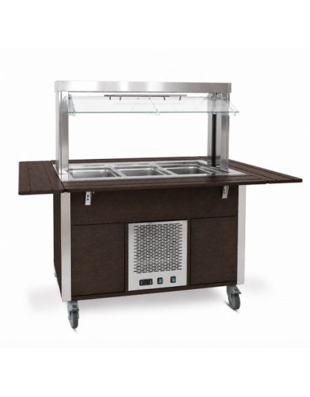 Carrello buffet armadiato refrigerato, con parafiato mobile - 4x1/1 GN - colore Wengè - cm 161x68x144h