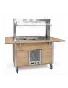 Carrello buffet armadiato refrigerato, con parafiato mobile - 4x1/1 GN - colore Rovere - cm 161x68x144h