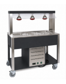 Carrello buffet termico 2xGN1/1 colore Nero - parafiato fisso e lampade a infrarossi - cm 80x68x144h