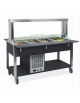 Buffet refrigerato 6xGN 1/1 colore Nero, con parafiato mobile - illuminazione a LED - cm 226x68x144h