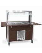 Carrello buffet armadiato refrigerato, con parafiato mobile - 6x1/1 GN - colore Wengè - cm 226x68x144h
