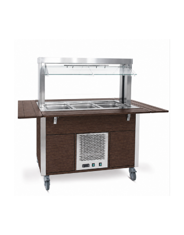 Carrello buffet armadiato refrigerato, con parafiato mobile - 6x1/1 GN - colore Wengè - cm 226x68x144h