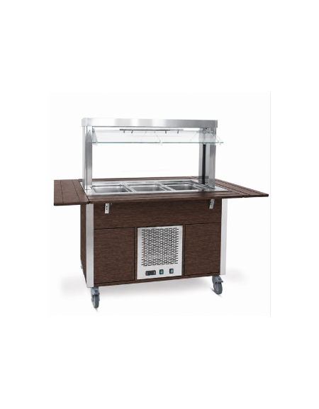 Carrello buffet armadiato refrigerato, con parafiato mobile - 6x1/1 GN - colore Wengè - cm 226x68x144h