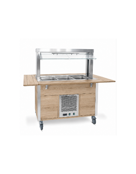 Carrello buffet armadiato refrigerato, con parafiato mobile - 6x1/1 GN - colore Rovere - cm 226x68x144h