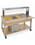 Buffet termico 3xGN1/1 colore Rovere, con parafiato fisso - illuminazione a LED - cm 113x68x144h