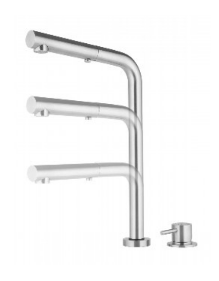 Rubinetto miscelatore monoforo in acciaio AISI 316 con doccetta estraibile e levetta - canna mm Ø28x215 - altezza variabile