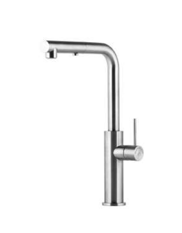 Rubinetto miscelatore monoforo in acciaio AISI 316 con doccetta estraibile  e levetta - canna mm Ø24x200 - altezza mm 337