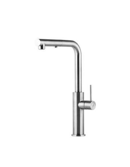 Rubinetto miscelatore monoforo in acciaio AISI 316 con doccetta estraibile  e levetta - canna mm Ø24x200 - altezza mm 337