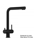 Rubinetto miscelatore monoforo a 3 vie in ottone nero - mm 212,5x331h
