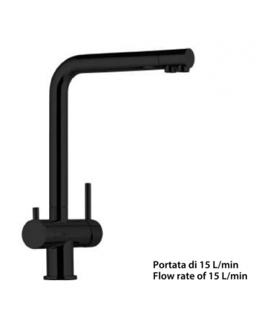 Rubinetto miscelatore monoforo a 3 vie in ottone nero - mm 212,5x331h