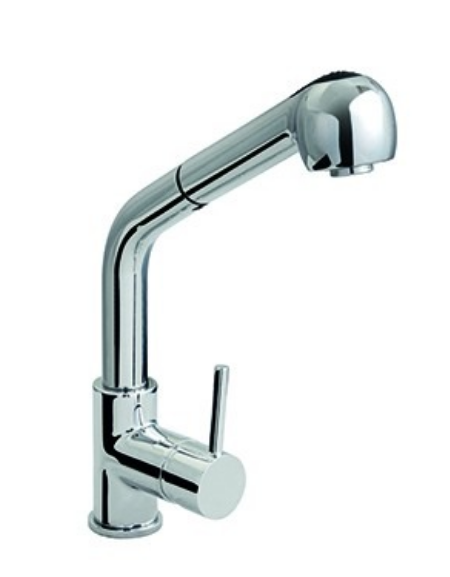 Rubinetto miscelatore monoforo verticale con doccia estraibile - mm 225x345h