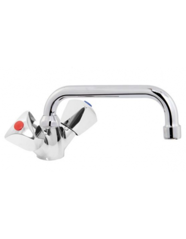 Rubinetto miscelatore monoforo con canna a ‘D’ mm Ø18×190 e maniglie a stella