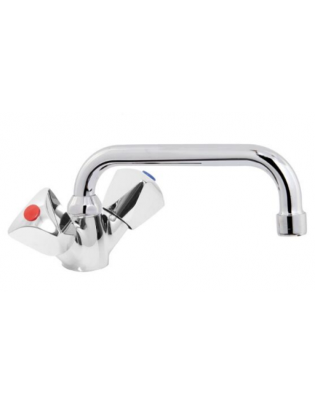 Rubinetto miscelatore monoforo con canna a ‘D’ mm Ø18×190 e maniglie a stella