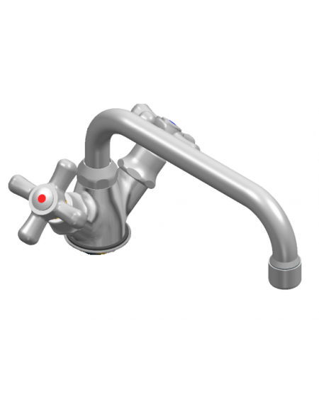 Rubinetto miscelatore monoforo con canna a ‘D’ mm Ø18×190 e maniglie a croce