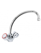 Rubinetto monoforo a lavello con canna "U" Ø18×240 e maniglie rotonde