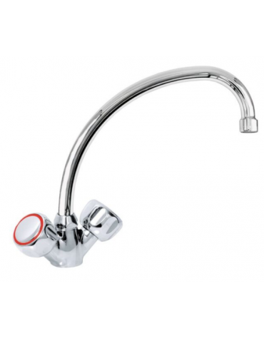 Rubinetto monoforo a lavello con canna "U" Ø18×240 e maniglie rotonde