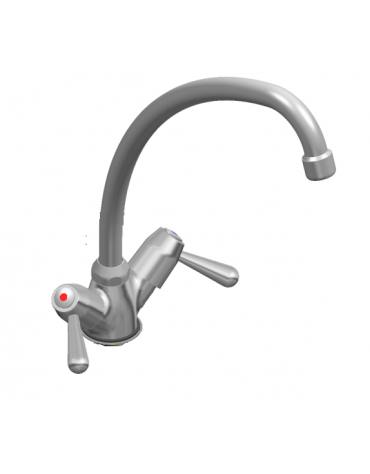 Rubinetto monoforo a lavello con canna "U" Ø18×240 e maniglie a leva