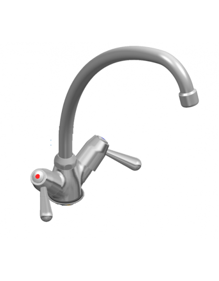 Rubinetto monoforo a lavello con canna "U" Ø18×240 e maniglie a leva