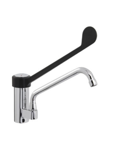 Rubinetto miscelatore monoforo con leva clinica in plastica nera e canna girevole mm ø20x200