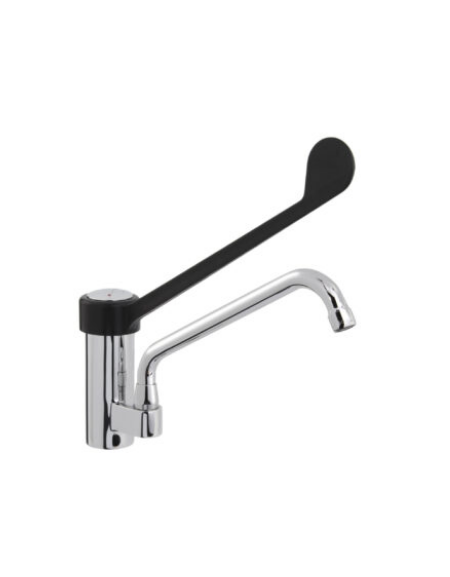 Rubinetto miscelatore monoforo con leva clinica in plastica nera e canna girevole mm ø20x200