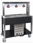 Carrello buffet termico 3xGN1/1 colore Nero - parafiato fisso e lampade a infrarossi - cm 113x68x144h