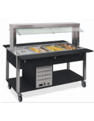 Carrello buffet termico 3xGN1/1 colore Nero, con parafiato mobile - illuminazione a LED - cm 113x68x144h